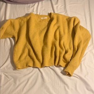 Yellow semi cropped soft sweater